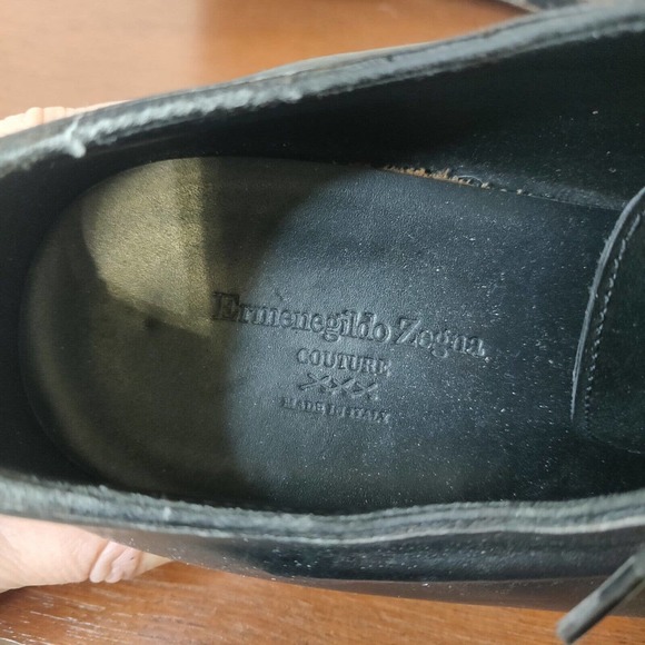 Ermenegildo Zegna Couture Men\'s Dress Shoes Black Leather Size 8.5 Italian.